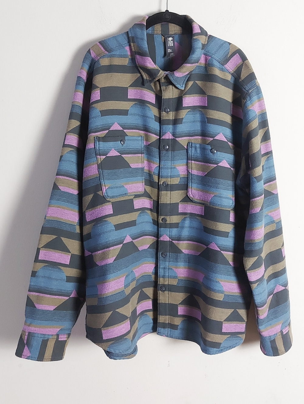Mountain Hardwear Men Geometric Granite Peak Long Sleeve Flannel Shirt Size XXL